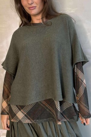 Bobby Mesh Layering Top Plaid Khaki /20 Pre order approx 5 days