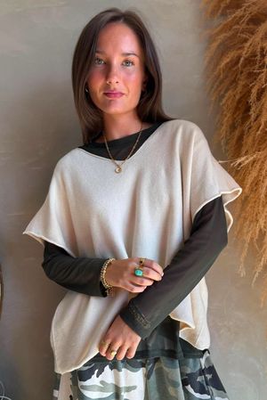 Bobby Mesh Layering Top Plain Dark Khaki