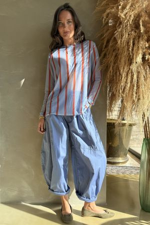 Bobby Mesh Layering Top Stripe Baby Blue & Rust /6=