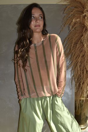 Bobby Mesh Layering Top Stripe Camel & Khaki /13=