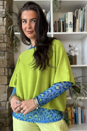 Bobby Mesh Layering Top Technicolour Leopard Soft Cobalt & Lime -