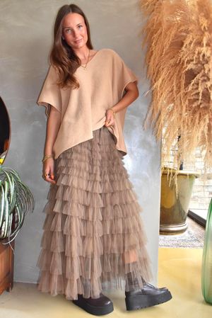 Bowie Mesh Midaxi Skirt Earth 