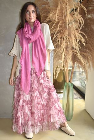 Bowie Mesh Midaxi Skirt Marble Indian Rose ~