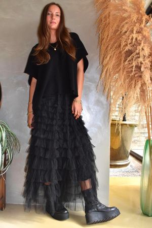 Bowie Mesh Midaxi Skirt Black 