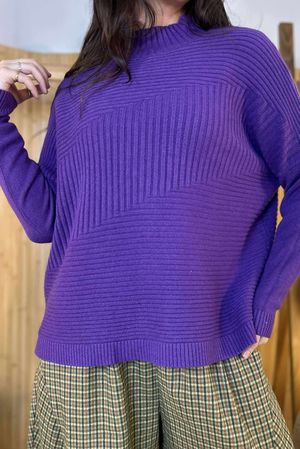 Charli Turtle Ribby Knit Top Purple Rain /10=