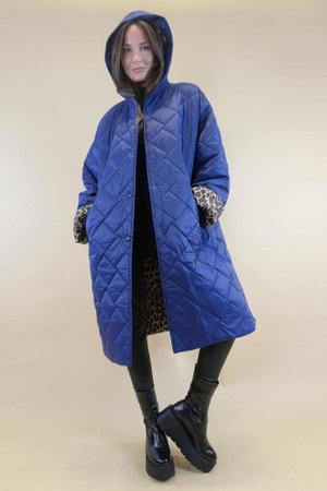 Chester Hooded Long Padded Coat Royal Blue 
