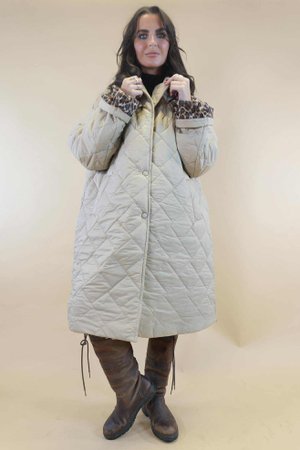 Chester Hooded Long Padded Coat Stone 