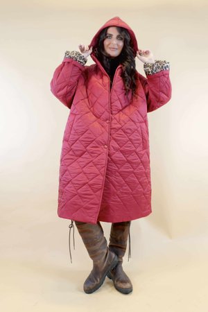 Chester Hooded Long Padded Coat Wine 