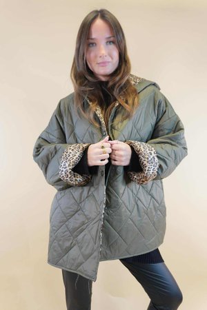 Chester Hooded Short Padded Coat Khaki 