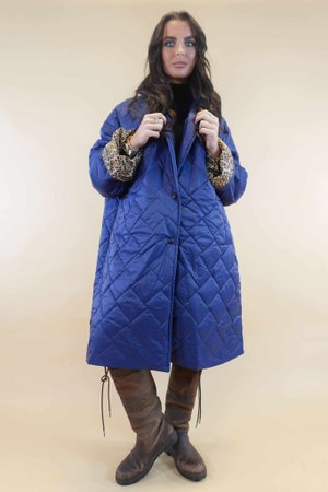 Chester Lapel Long Padded Coat Royal Blue 