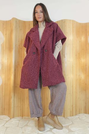Claudia Cap Sleeve Coat Burgundy 