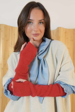 Claudia Fingerless Arm Warmer Gloves Rouge /10=