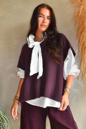 Conrad Cap Sleeve Tank Aubergine 