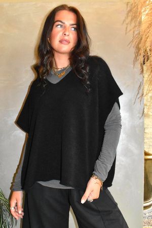 Conrad Cap Sleeve Tank Black