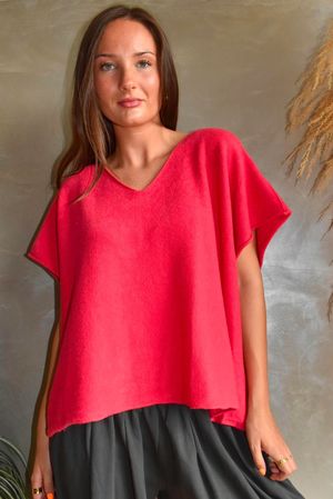 Conrad Cap Sleeve Tank Carmine
