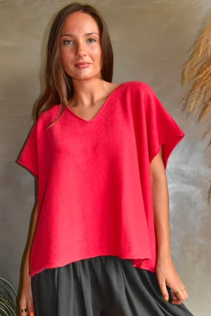 Conrad Cap Sleeve Tank Carmine