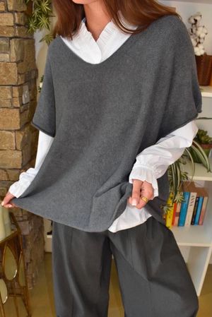 Conrad Cap Sleeve Tank Dark Grey Marl