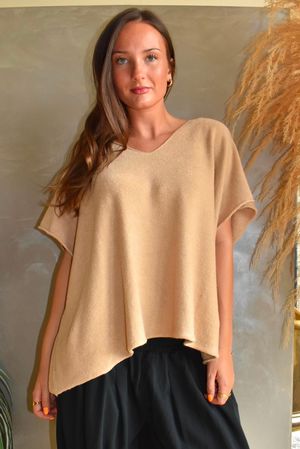 Conrad Cap Sleeve Tank Soft Camel