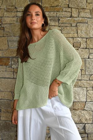 Conrad Grunge Loose Cotton Knit Soft Olive