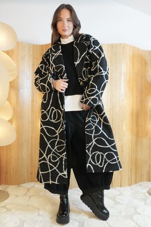 Copenhagen Squiggle Double Breasted Coat Black