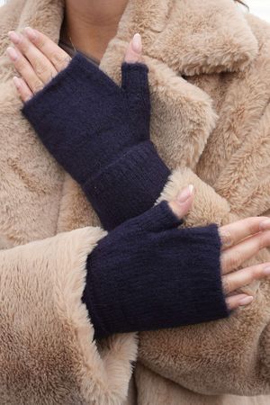 Cosy Cuff Fingerless Gloves Navy