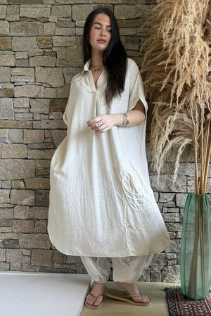 Dahlia Shirt Dress Stone /30=