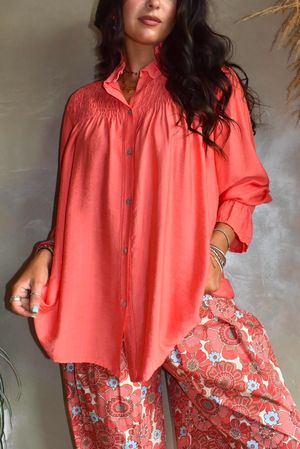 Darcy Smock Blouse Soft Strawberry