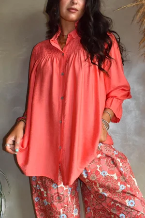 Darcy Smock Blouse Soft Strawberry
