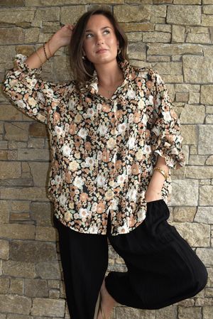 Daughter Of Ibiza Lovechild Boyfriend Shirt Black & Hazelnut