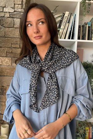 Ditsy Floral Triangle Neckerchief Navy