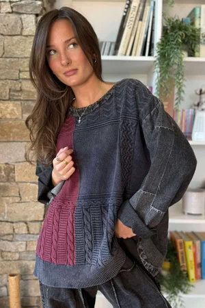 Duran Cable Knit Vintage Jumper Black Denim