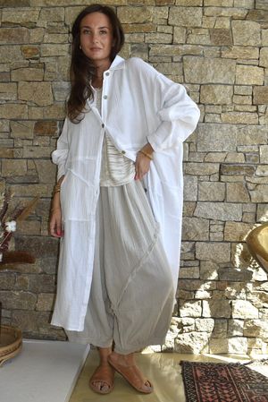Dusk Bubble Cotton Duster Jacket White