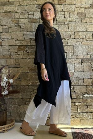 Dusk Bubble Cotton Parachute Top Black