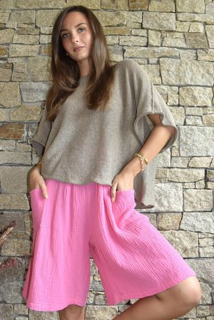 Dusk Bubble Cotton Shorts Hot Pink