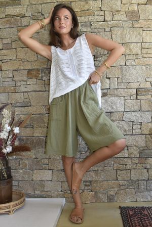 Dusk Bubble Cotton Shorts Olive