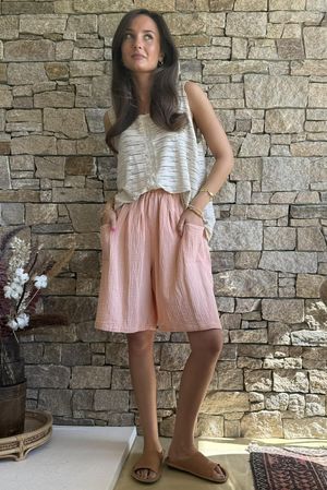 Dusk Bubble Cotton Shorts Peachy Nude