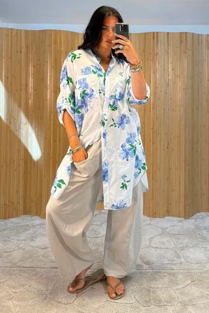 Elodie Longline Cotton Shirt Floral