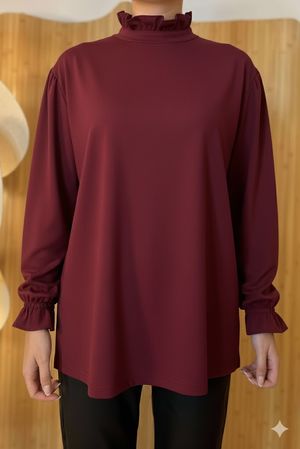 Essential Body Stretch Cotton Claudia Top Burgundy /14= pre order due approx 1 week