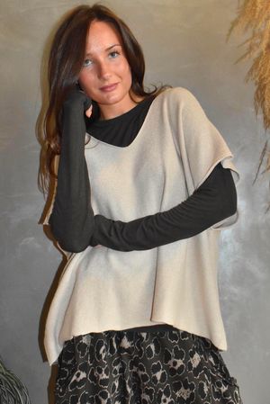 Essential Cashmere Blend Sheer Layering Top Coffee Bean 