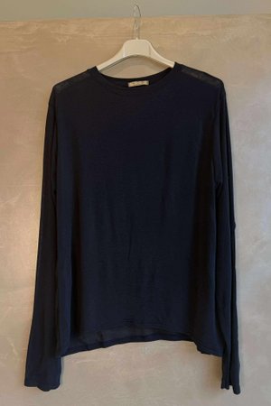 Essential Cashmere Blend Sheer Layering Top Navy /14=