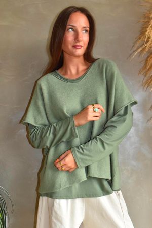 Essential Jersey Layering Long Sleeve Top Khaki