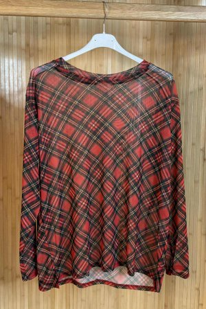  Essential Mesh Layering Top Tartan Red