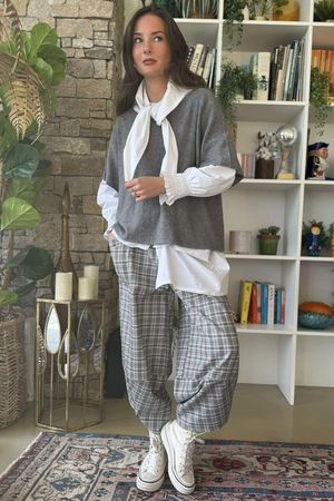 Felix Plaid Shelby Barrel Pant Black