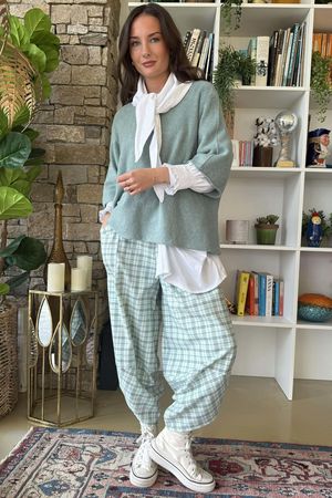 Felix Plaid Shelby Barrel Pant Mint