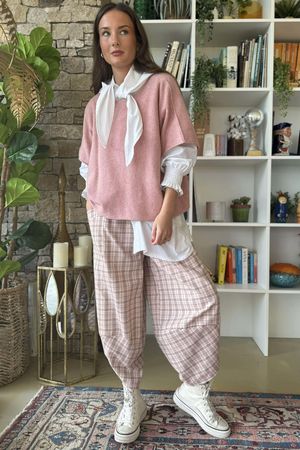 Felix Plaid Shelby Barrel Pant Rose **