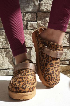 Flatform Suedette Clog Leopard