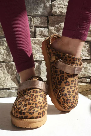 Flatform Suedette Clog Leopard
