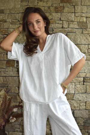 Frame Cotton Nero Pleat Blouse White