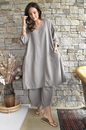 Frame Cotton Pocketed A Line Dress Earth