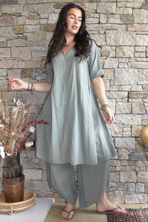 Frame Cotton Pocketed A Line Dress Khaki